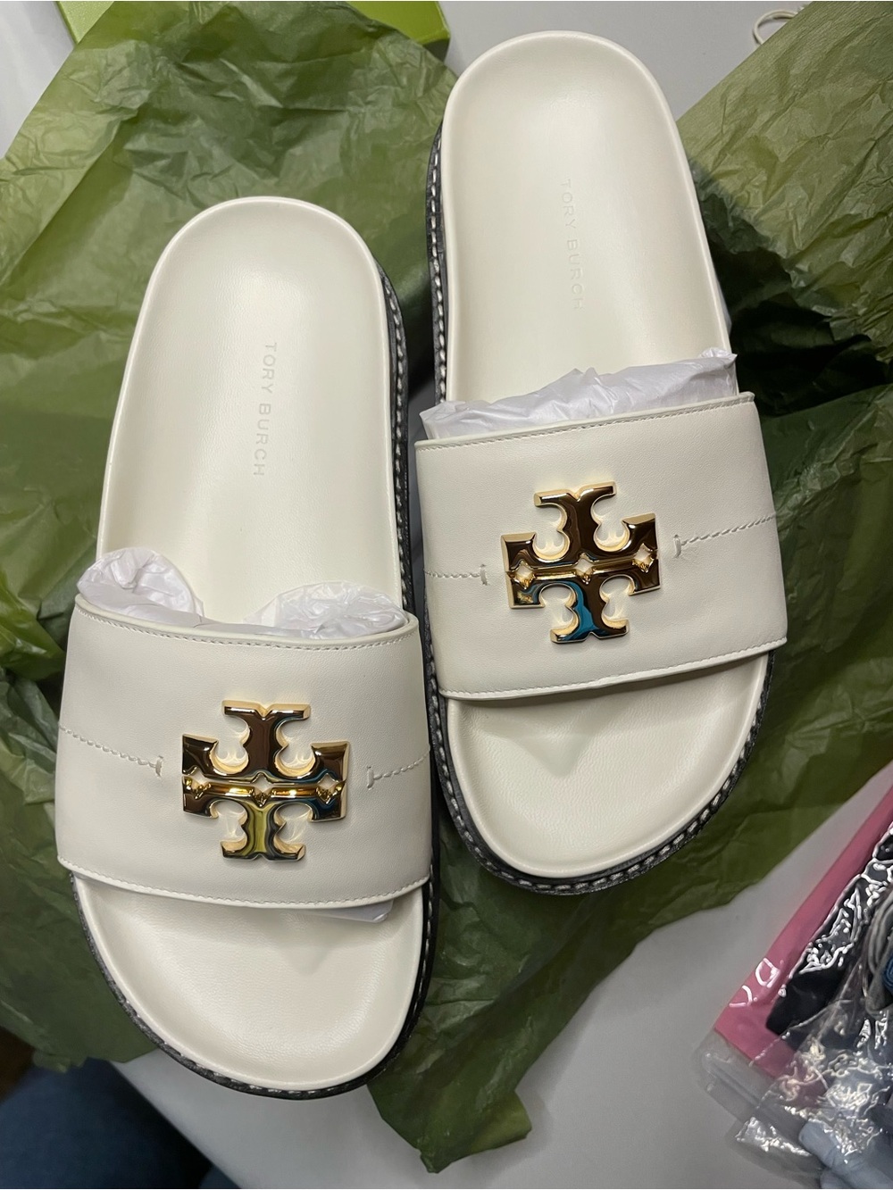 Tory Burch Everly Anatomic Lug Sandal Ivory